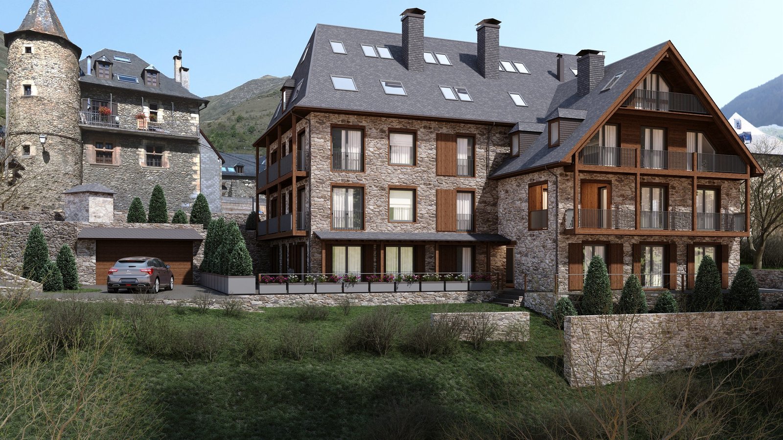 Infografía 3D de un edificio residencial de montaña (4)