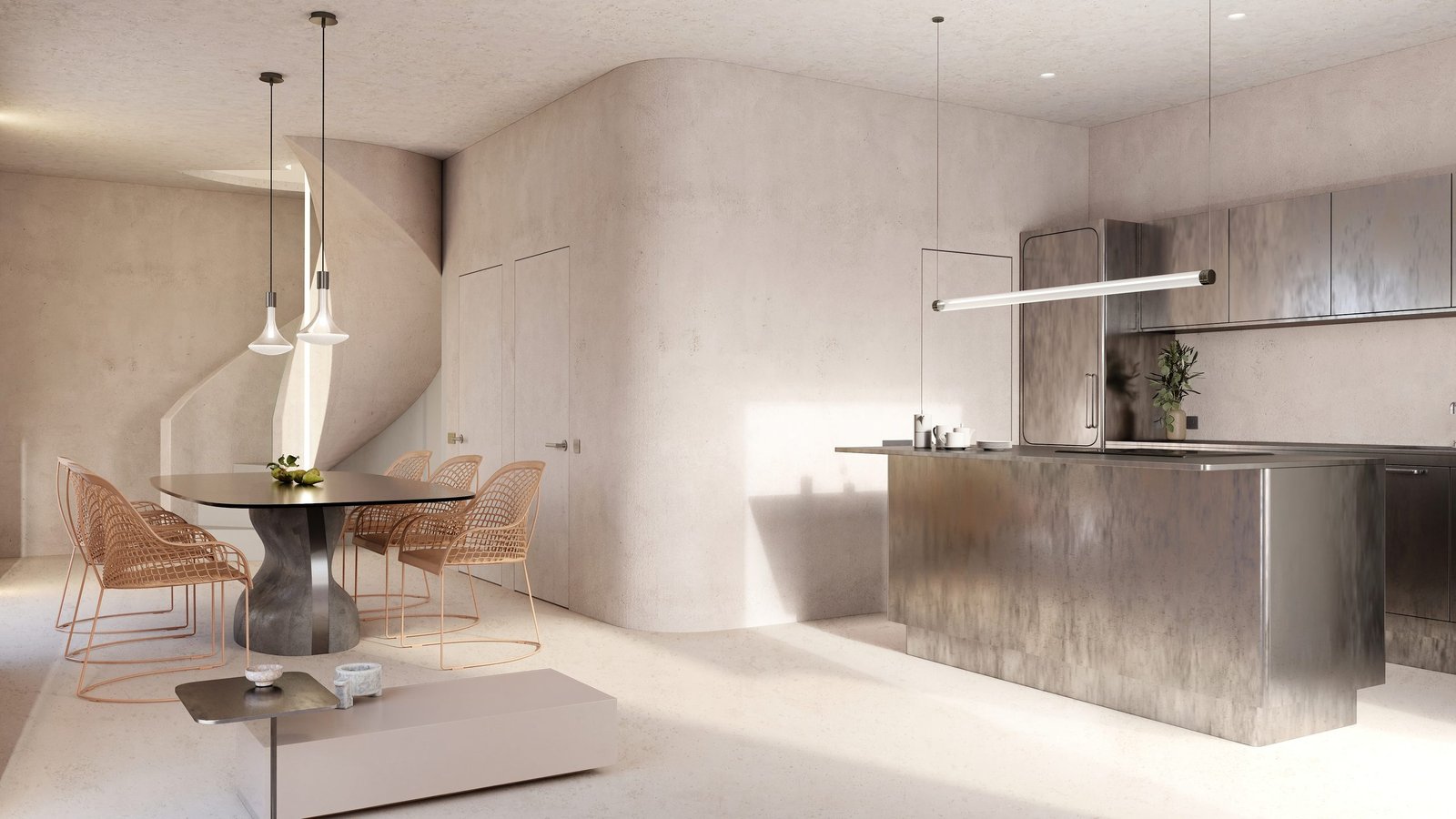 Infografía 3D de un chalet minimalista de obra nueva (3)