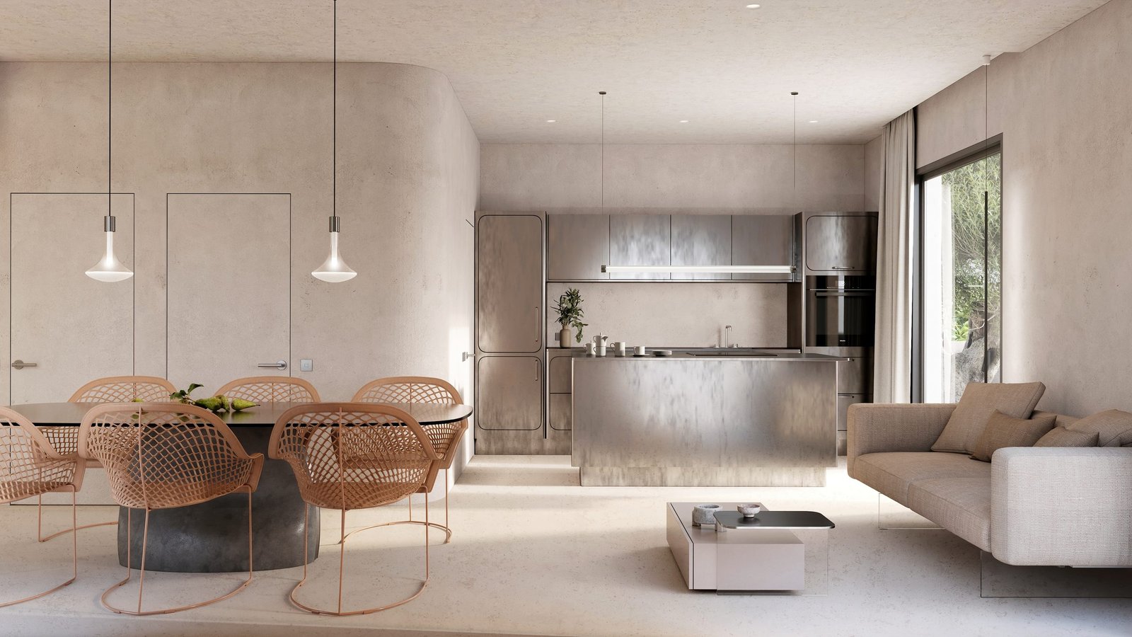 Infografía 3D de un chalet minimalista de obra nueva (4)