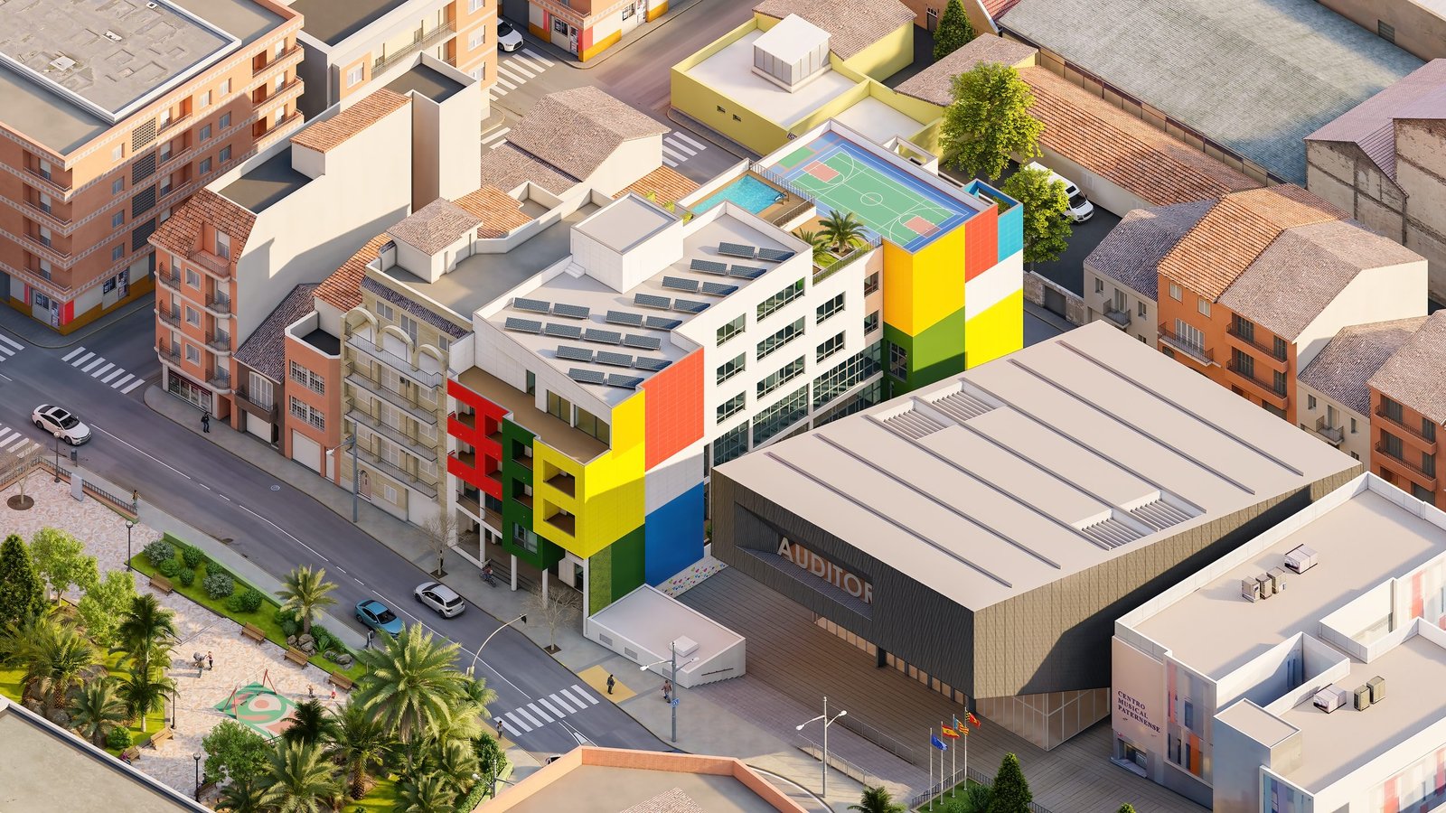 Infografía 3D de un colegio infantil (2)