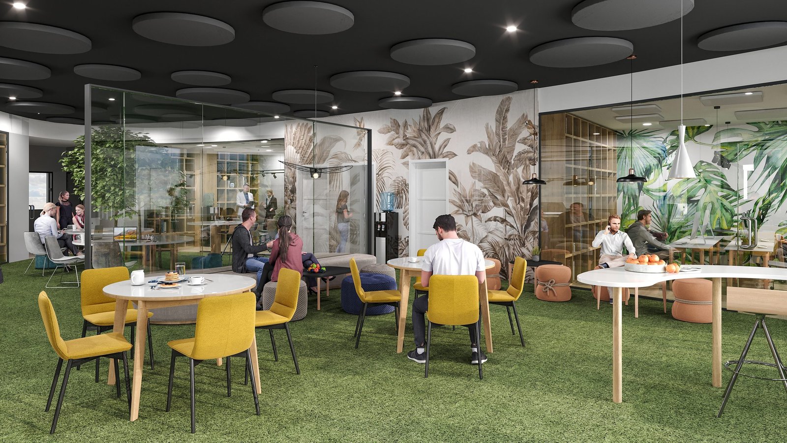 Infografía 3D de un espacio de trabajo de oficina (3)