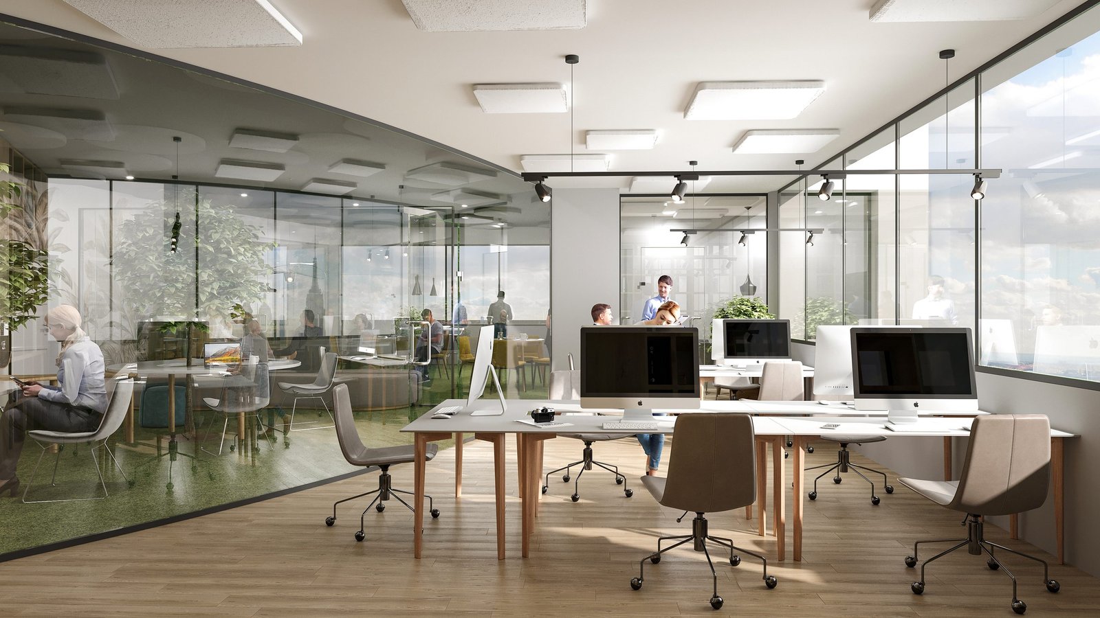 Infografía 3D de un espacio de trabajo de oficina (5)