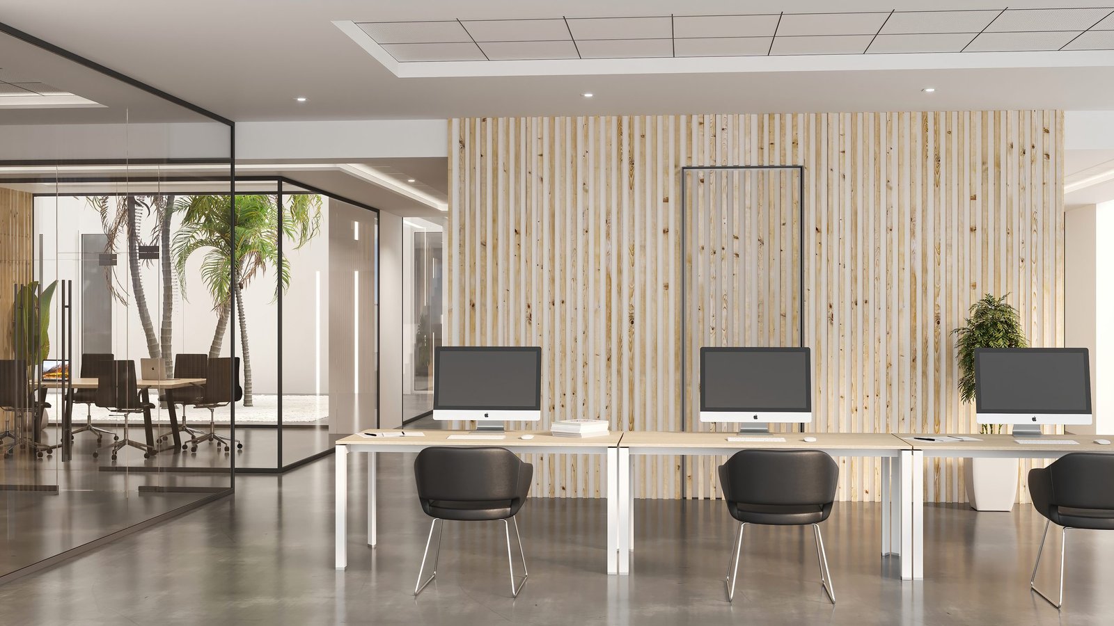 Infografía 3D de un espacio de trabajo de oficina (9)