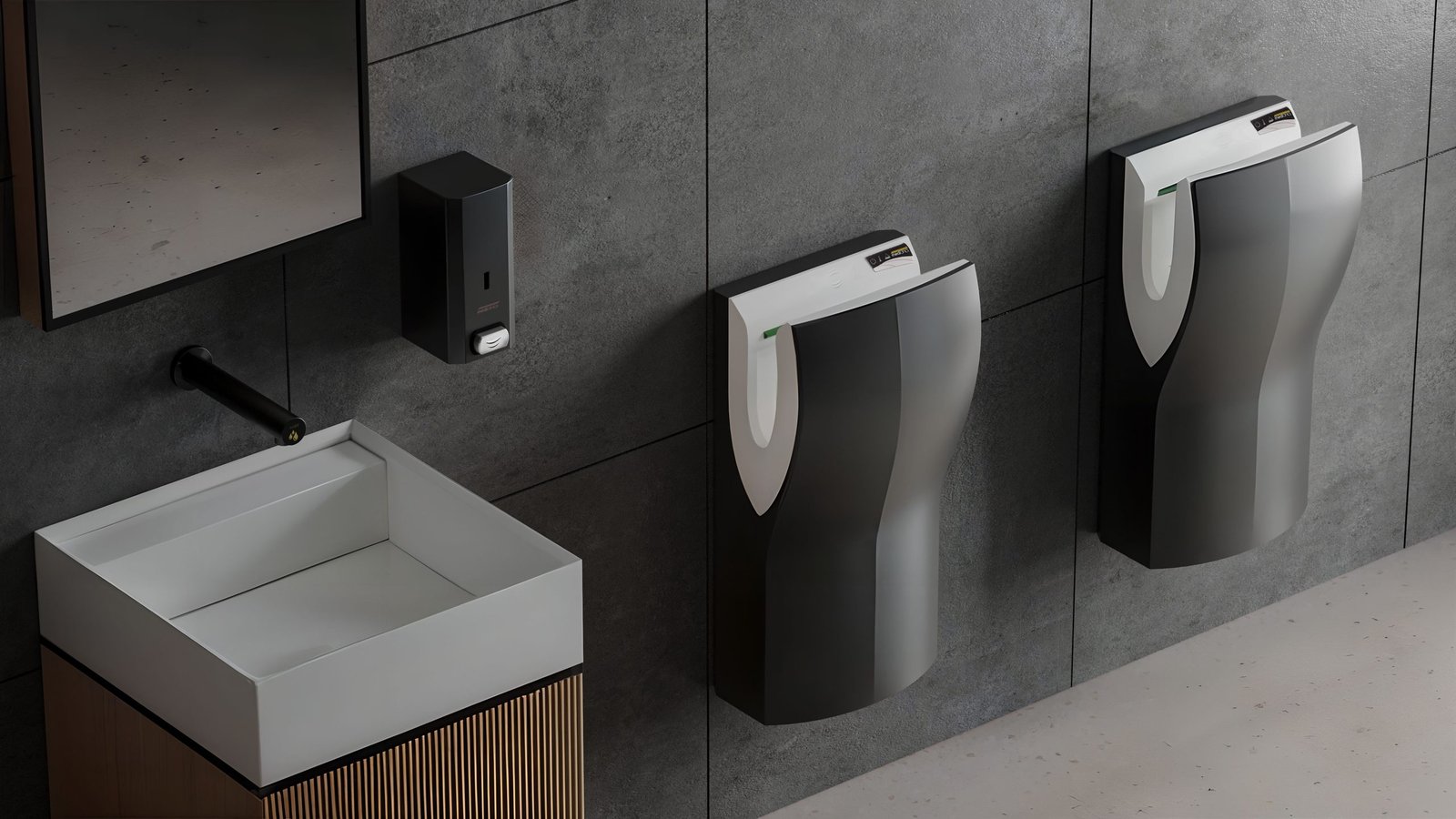 Ambiente de aseo con equipamiento sanitario representado en 3D (5)