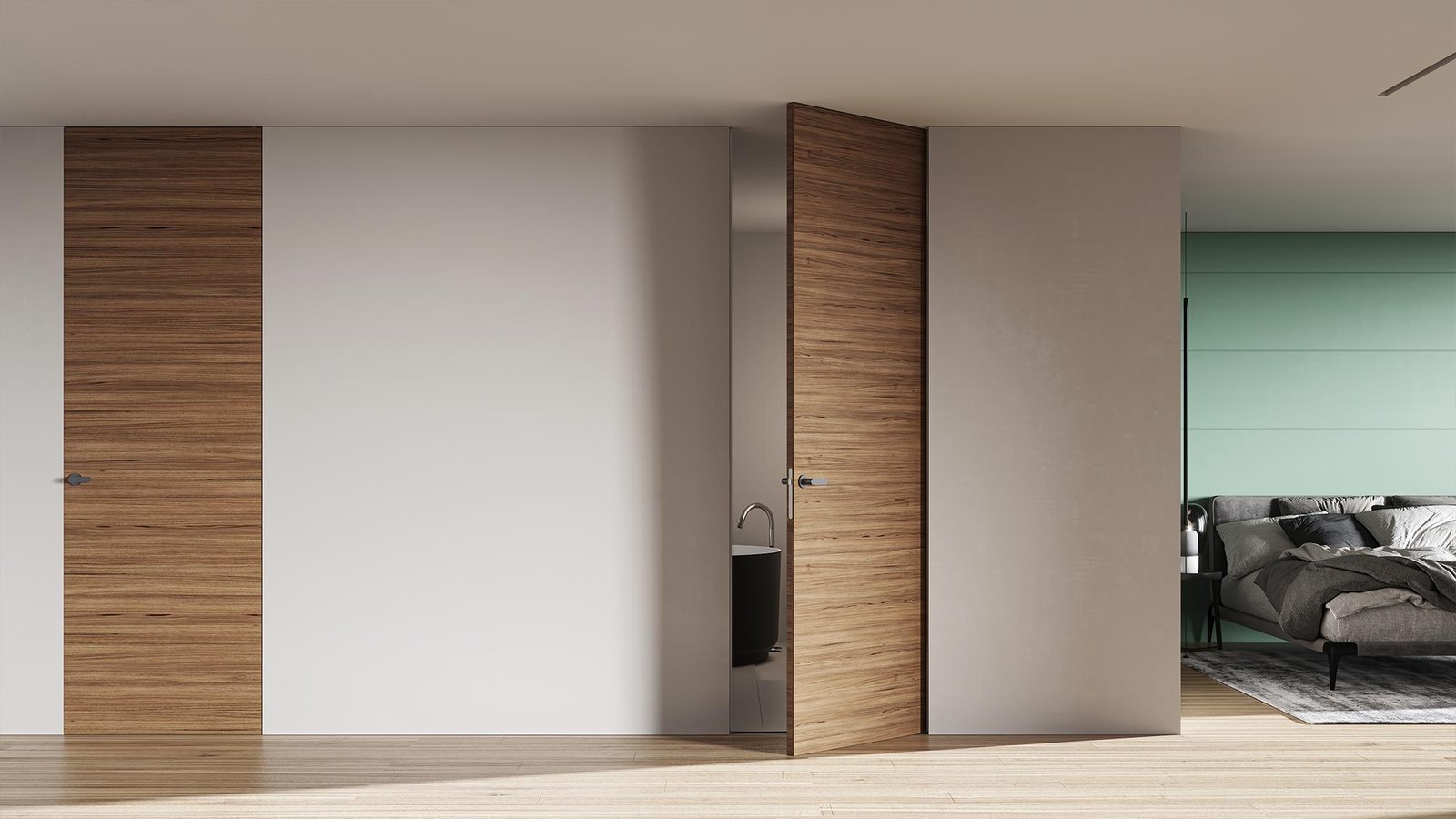 Puerta de interior representada en 3D con su detalle de acabado (3)